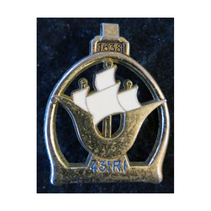 43° RI CM : insigne  43° régiment d'infanterie au Maroc fabrication Delsart Sens G. 1396 retirage