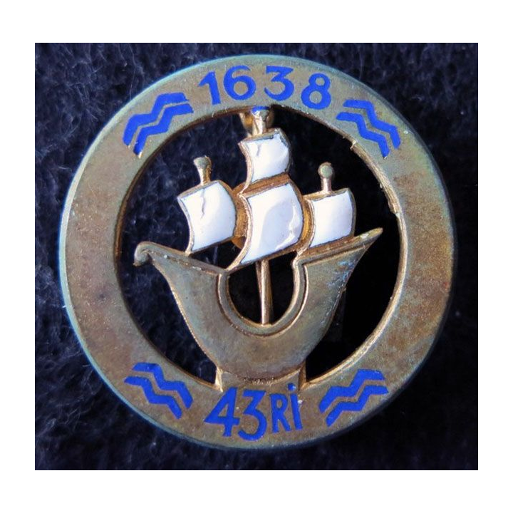 43° RI : 43° régiment d'infanterie de 1945 de fabrication Drago Paris en émail