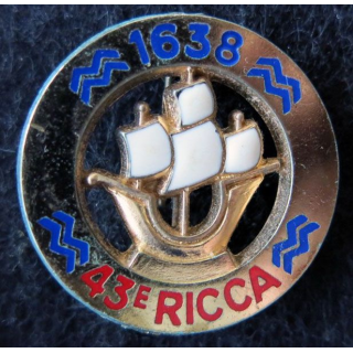 43° RICCA : insigne métallique du 43° régiment d'infanterie et de commandement de corps d'armée Delsart G. 3190
