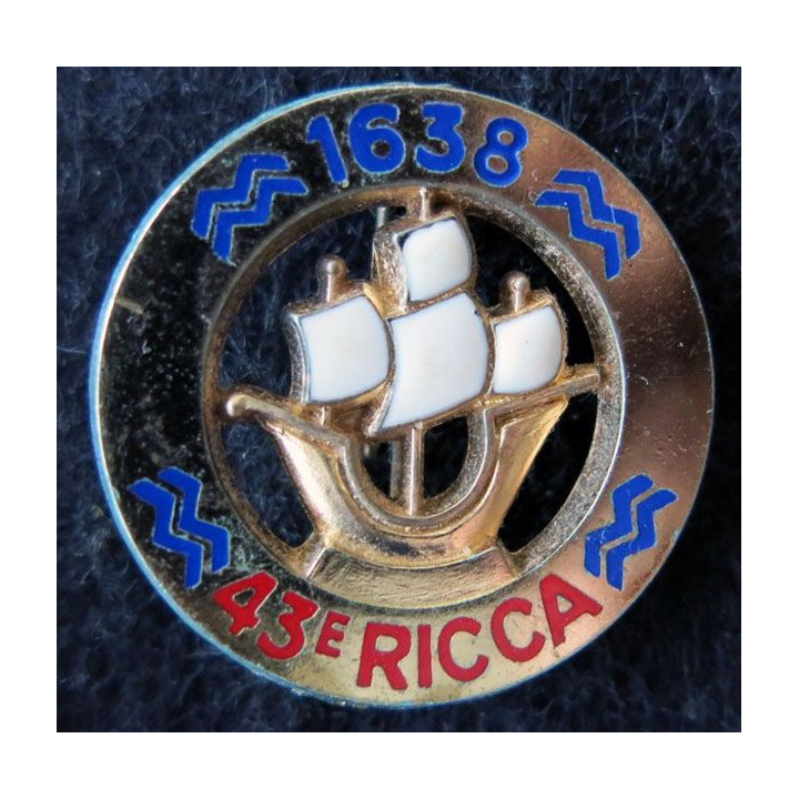 43° RICCA : insigne métallique du 43° régiment d'infanterie et de commandement de corps d'armée Delsart G. 3190