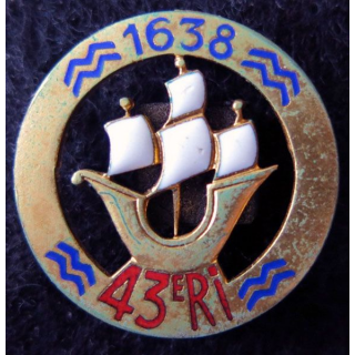 43° RI : 43° régiment d'infanterie de fabrication Arthus Bertrand Paris H. 109 en émail