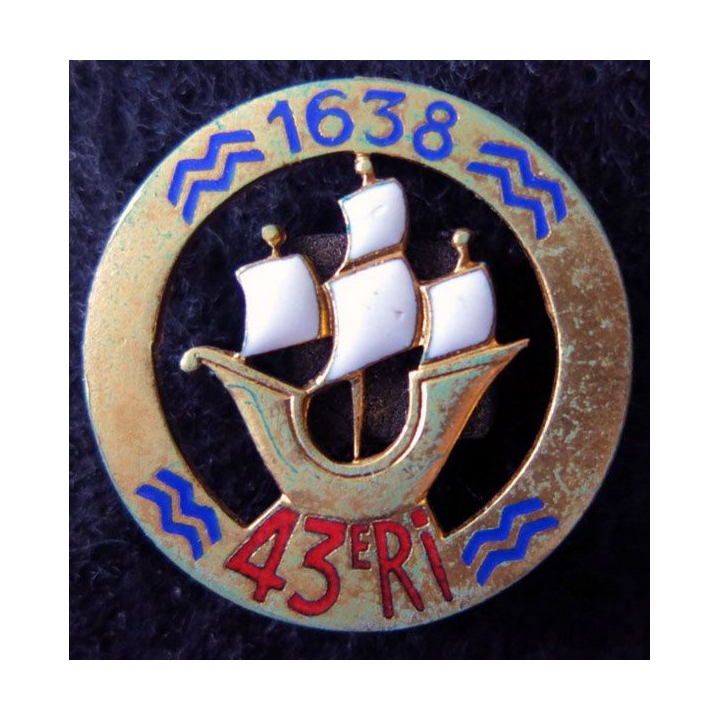 43° RI : 43° régiment d'infanterie de fabrication Arthus Bertrand Paris H. 109 en émail