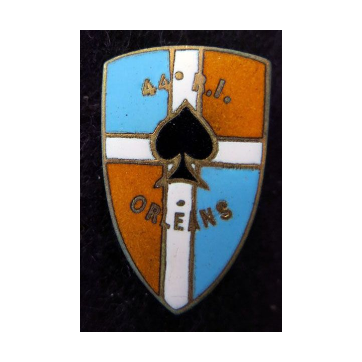 44° RI : Insigne métallique du 44° régiment d'infanterie Orléans fabrication Drago Paris 31 mm