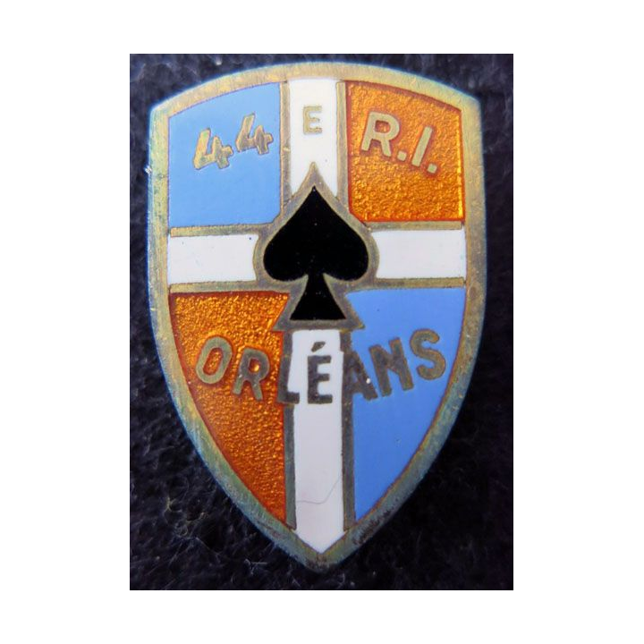 44° RI : Insigne métallique du 44° régiment d'infanterie Orléans Drago Paris 40 mm translucide