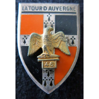 46° RI : Insigne métallique du 46° régiment d'infanterie de fabrication Drago Paris G. 2362 en relief
