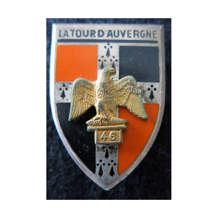 46° RI : Insigne métallique du 46° régiment d'infanterie de fabrication Drago Paris G. 2362 en relief