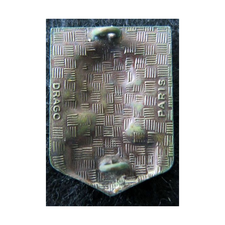 46° RI : Insigne métallique du 46° régiment d'infanterie de fabrication Drago Paris dos guilloché émail