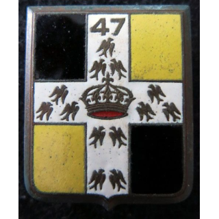 47° RI : Insigne métallique du 47° régiment d'infanterie Arthus Bertrand G. 1277 en émail