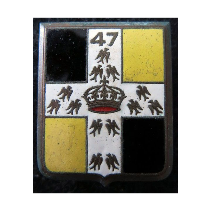 47° RI : Insigne métallique du 47° régiment d'infanterie Arthus Bertrand G. 1277 en émail