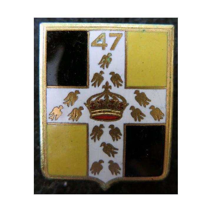 47° RI : Insigne métallique du 47° régiment d'infanterie Drago Paris G. 1277 en émail
