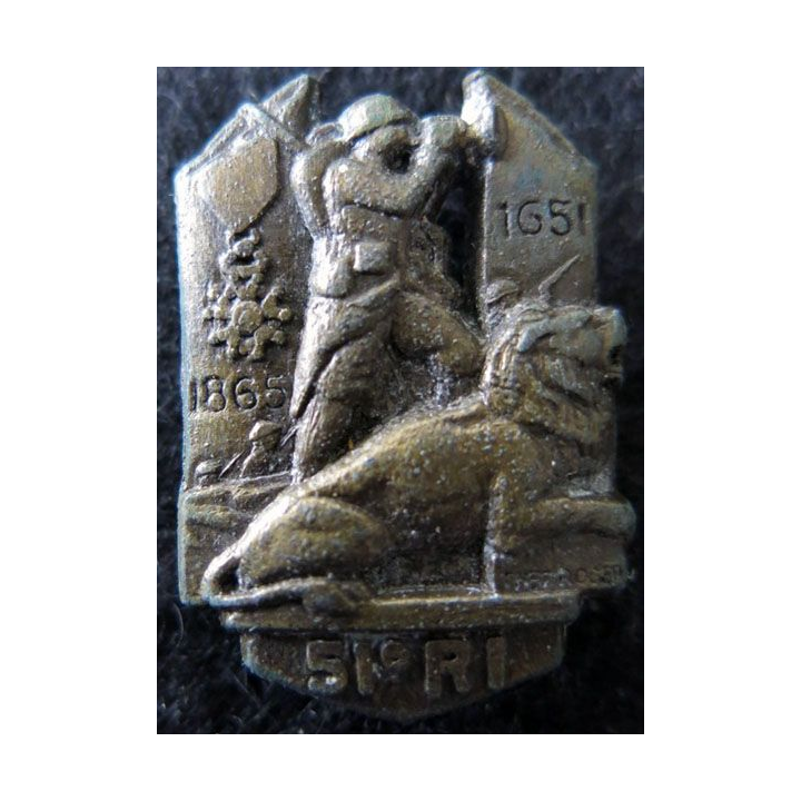 51° RI : insigne métallique du 51° régiment d'infanterie Drago Paris bronze