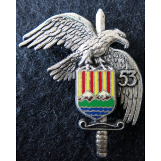 53° RIF : insigne métallique du 53° régiment d''infanterie des Frontières fabriqué par Drago Paris G. 3002