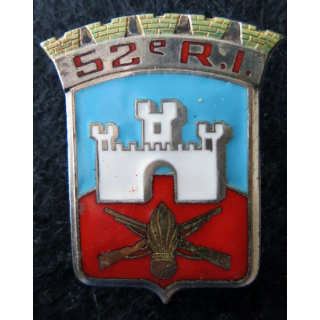 52° RI : 52° régiment d'infanterie (divisionnaire) de fabrication FIA Lyon G. 2829 émail