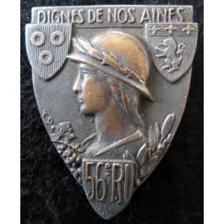 56° RI : insigne du 56° régiment d'infanterie bronze argenté