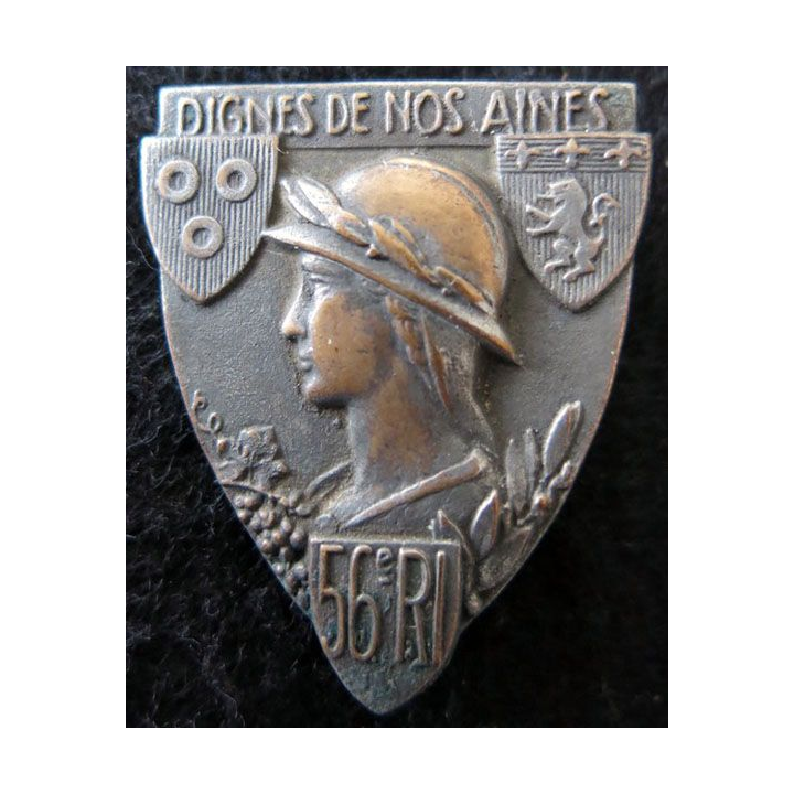 56° RI : insigne du 56° régiment d'infanterie bronze argenté