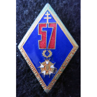 57° RI : insigne du 57° régiment d'infanterie Drago Beranger Paris de 1945 en émail