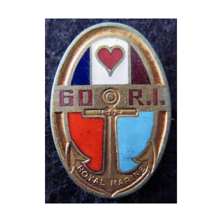 60° RI : insigne du 60° régiment d'infanterie Drago Beranger déposé de 1932 ancre dorée en émail