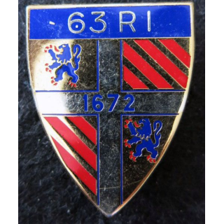 63° RID : insigne métallique du 63° régiment d'infanterie de fabrication Delsart G. 2938