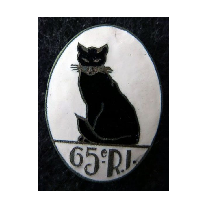 65° RI : insigne métallique du 65° régiment d'infanterie de fabrication non marquée (Mourgeon) éclat d'émail