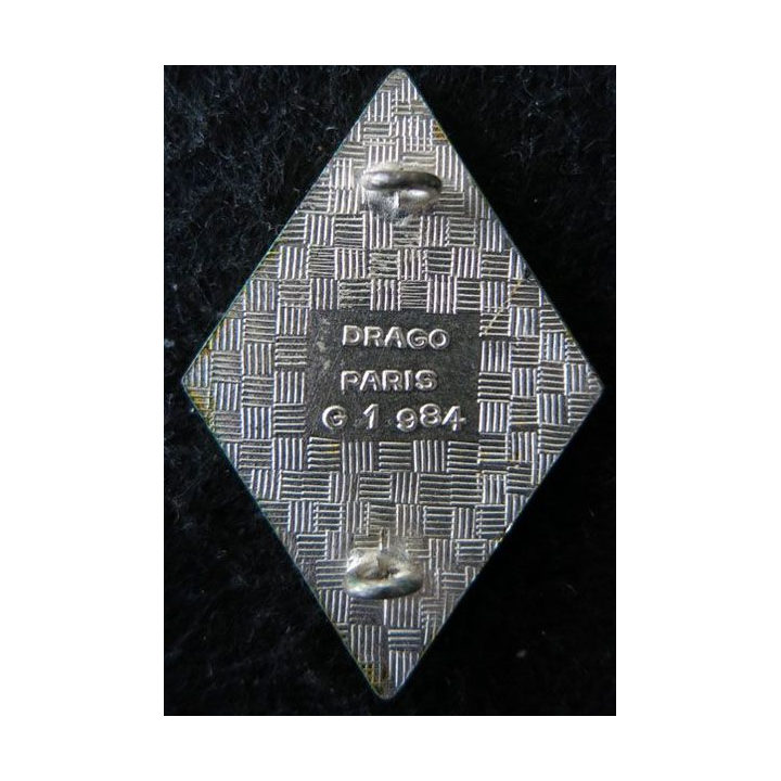 66° RI : insigne métallique du 66° régiment d'infanterie de fabrication Drago Paris G. 1984 en émail dos argenté