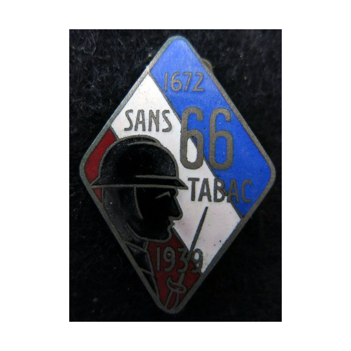 66° RI : insigne métallique du 66° régiment d'infanterie 1672 - 1939  en émail dos lisse argenté