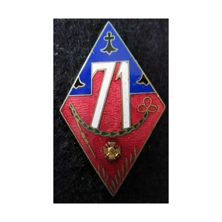 71° RI : 71° régiment d’infanterie de fabrication Mourgeon déposé en émail