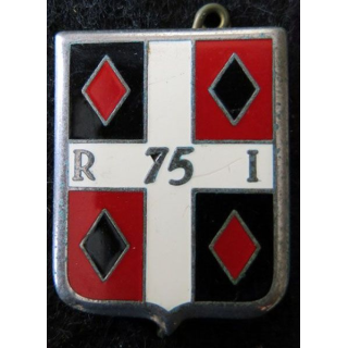 75° RI : Insigne métallique du 75° régiment d'infanterie de fabrication Arthus Bertrant Paris G. 2022