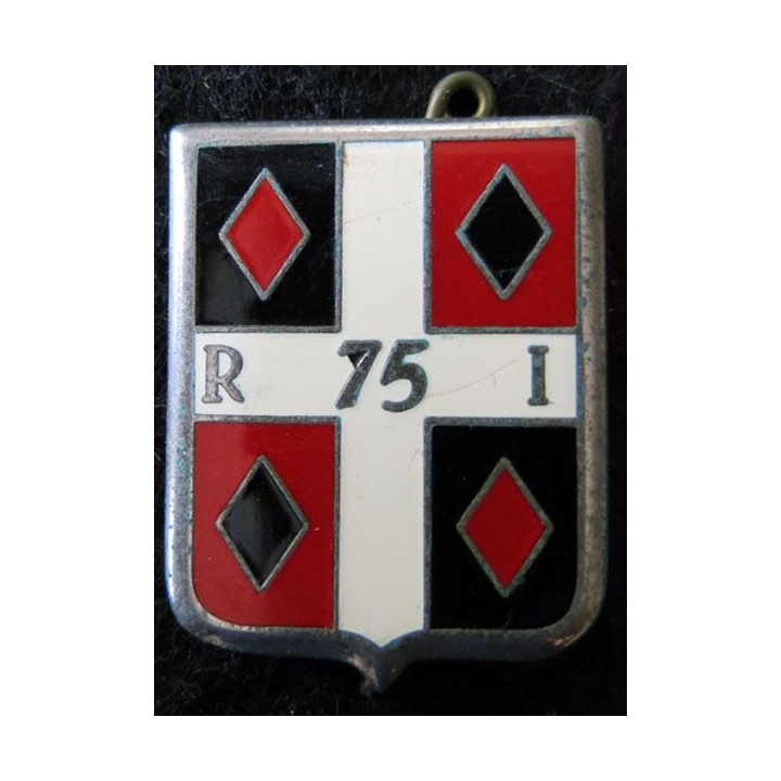 75° RI : Insigne métallique du 75° régiment d'infanterie de fabrication Arthus Bertrant Paris G. 2022
