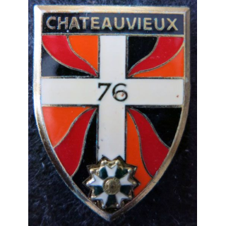 76° RI : Insigne métallique du 76° régiment d'infanterie de fabrication Drago Paris G. 1929  LH relief