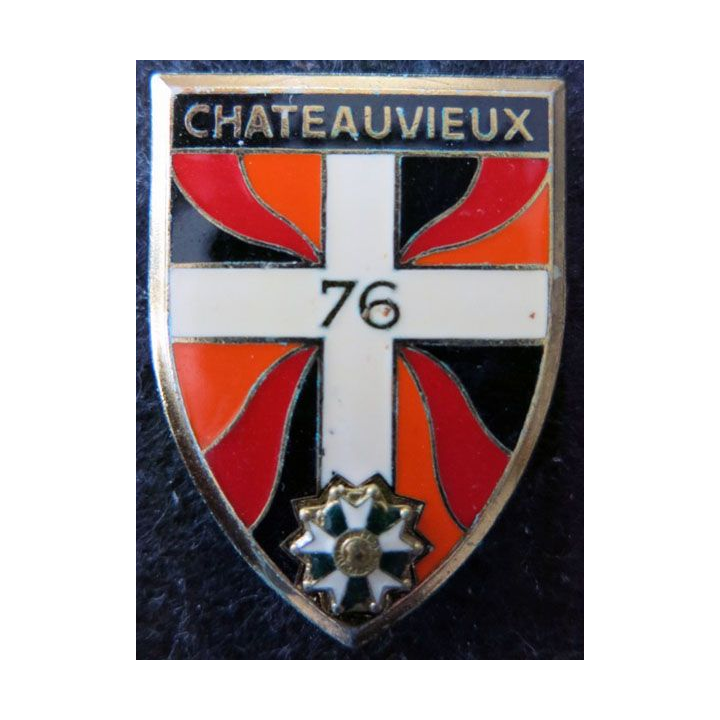 76° RI : Insigne métallique du 76° régiment d'infanterie de fabrication Drago Paris G. 1929  LH relief