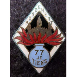 77° RI : 77° régiment d'infanterie de fabrication Jeannot non marquée en émail