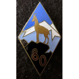 80° RIA : 80° régiment d'infanterie Alpine fabrication ABPD en émail attache NC