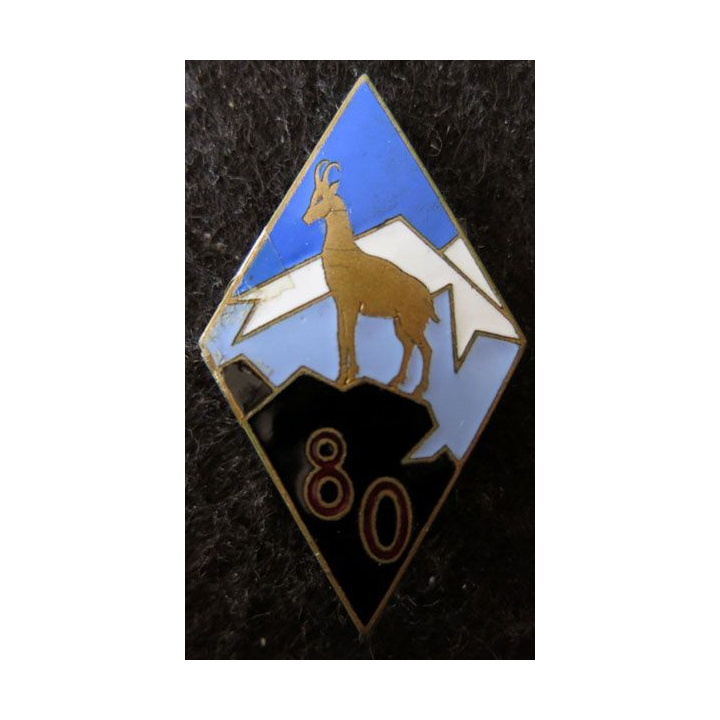 80° RIA : 80° régiment d'infanterie Alpine fabrication ABPD en émail attache NC