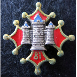 81° RI : Insigne métallique du 81° régiment d'infanterie de fabrication Drago Paris H. 111