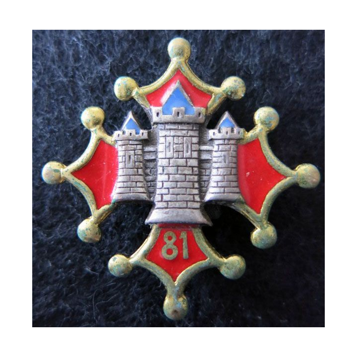 81° RI : Insigne métallique du 81° régiment d'infanterie de fabrication Drago Paris H. 111