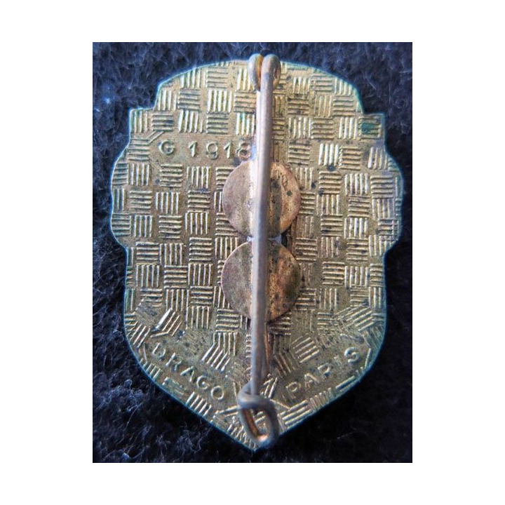 90° RI : insigne métallique du 90° régiment d'infanterie de fabrication Drago Paris G. 1918 éclat d'émail