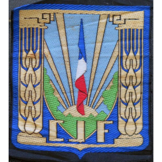 CJF : insigne général des chantiers de jeunesse tissé fond bleu