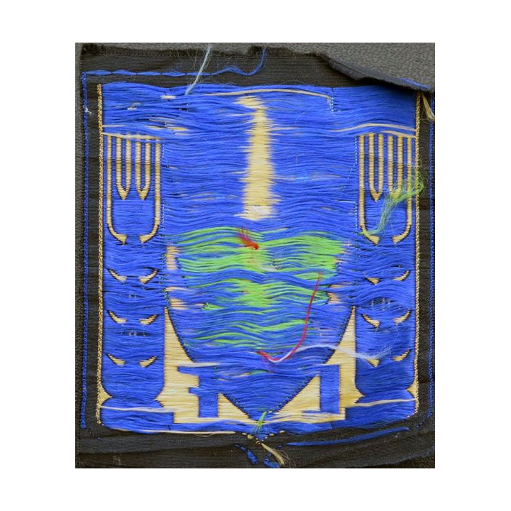 CJF : insigne général des chantiers de jeunesse tissé fond bleu