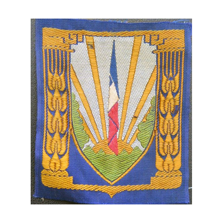 CJF : insigne général des chantiers de jeunesse tissé fond bleu
