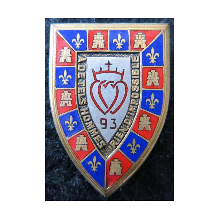 93° RI : 93° régiment d'infanterie de fabrication Drago OM Paris en émail