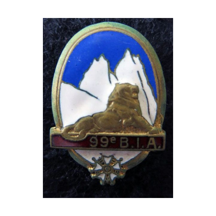 99° BIA : 99° bataillon d’infanterie alpine de fabrication Drago Olivier Métra H. 285 en émail 38 mm