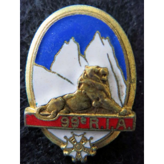 99° RIA : 99° régiment d’infanterie alpine de fabrication Drago Paris H. 285 en émail 38 mm