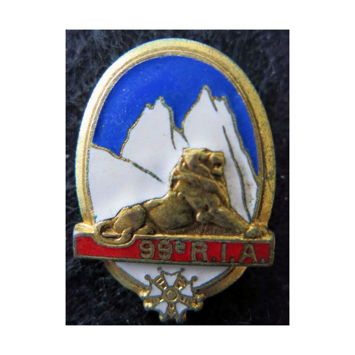 99° RIA : 99° régiment d’infanterie alpine de fabrication Drago Paris H. 285 en émail 38 mm