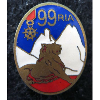 99° RIA : 99° régiment d’infanterie alpine de fabrication ABPD en émail 34 mm avec LH