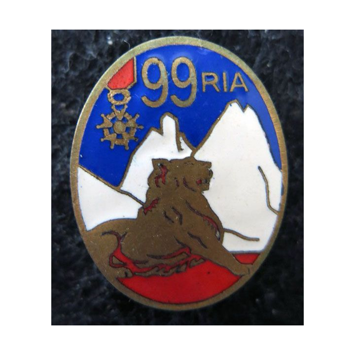 99° RIA : 99° régiment d’infanterie alpine de fabrication ABPD en émail 34 mm avec LH
