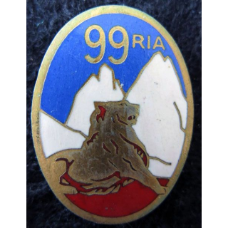 99° RIA : 99° régiment d’infanterie alpine de fabrication AB (poinçon) en émail 40 mm