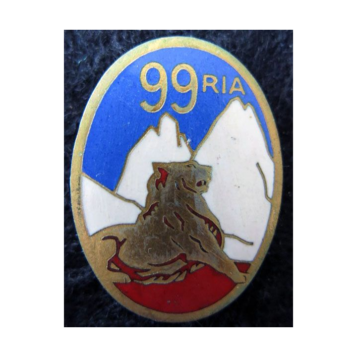 99° RIA : 99° régiment d’infanterie alpine de fabrication AB (poinçon) en émail 40 mm