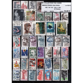 FRANCE : planche de 43 timbres oblitérés 1982 réf : Y&T N° 2193 à 2251 (JFB)