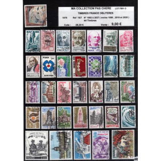 FRANCE : planche de 44 timbres oblitérés 1978 réf : Y & T N° 1982 à 2027 (JFB)