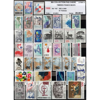 FRANCE : planche de 41 timbres neufs 1988 réf : Y&T N° 2501 à 2559 (JFB)